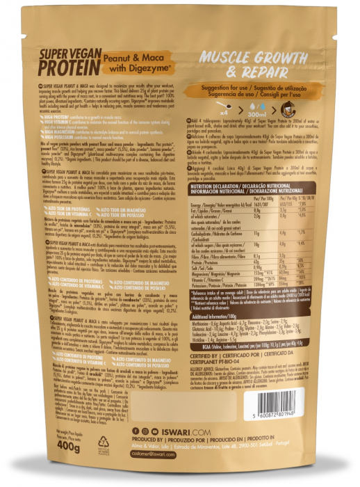 Proteina Super Vegan BIO(dupa efort) arahide si maca Iswari [2]