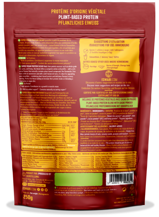 Proteina Super Vegan BIO(dupa efort) cu cacao Iswari [2]