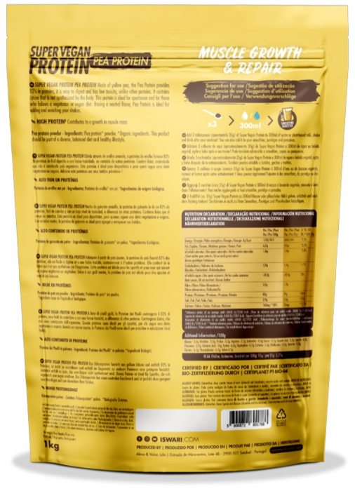 Proteina Super Vegan BIO(dupa efort) din mazare(format mediu) Iswari [2]