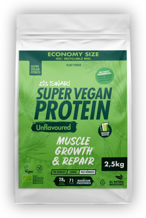 Proteina Super Vegan BIO(dupa efort) fara aroma(format XXL) Iswari [2]