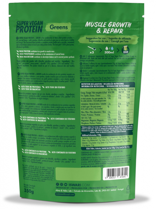 Proteina Super Vegan BIO(dupa efort) verde Iswari [3]