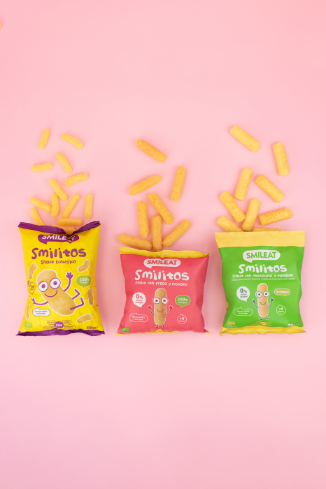 Pufuleti Smilitos BIO cu ulei de masline, banane si mere, +8 luni Smileat [3]