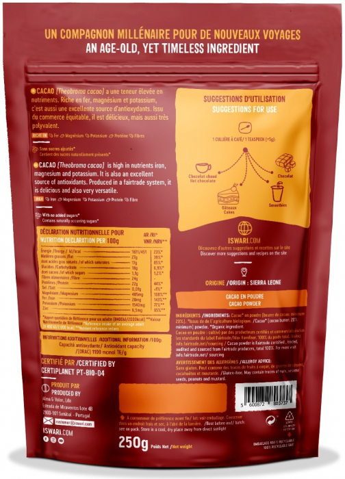 Pulbere de cacao BIO si fairtrade, gramaj mare Iswari [2]