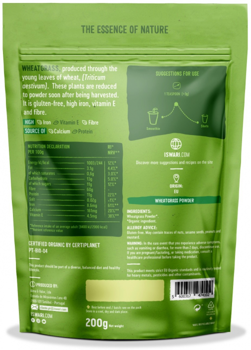Pulbere functionala BIO din iarba de grau verde Iswari [2]