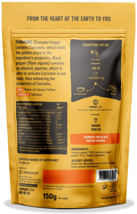Pulbere functionala BIO din turmeric si piper negru Iswari [2]