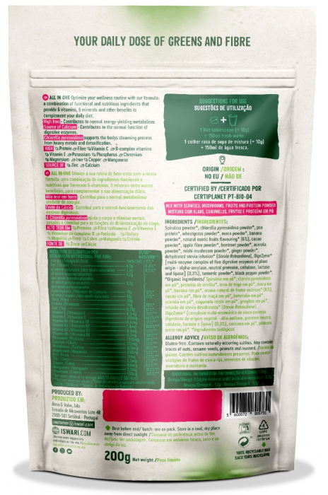 Pulbere proteica verde All In One BIO, cu 6 vitamine si 9 minerale Iswari [2]
