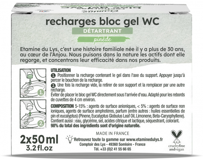 Rezerva 2 pastile gel pentru curatare si detartrare toaleta, parfum pin si eucalipt Etamine [2]