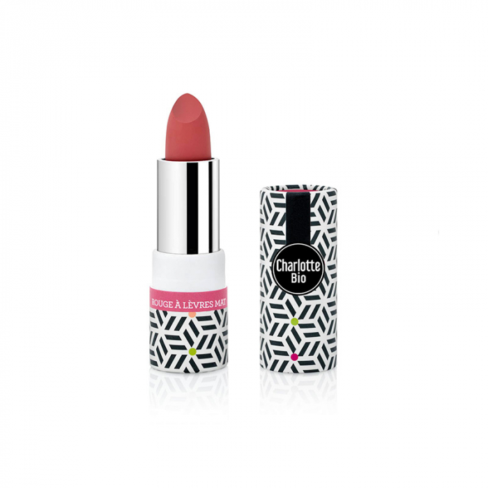 Ruj BIO mat Rouge Rose, cu extract samburi caise si ulei jojoba Charlotte Bio [5]