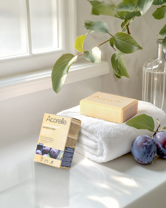 Sapun exfoliant BIO, cu pudra din samburi de prune si unt de shea Acorelle [2]