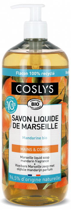 Sapun lichid si gel de dus BIO de Marsilia cu mandarine(format mare) Coslys