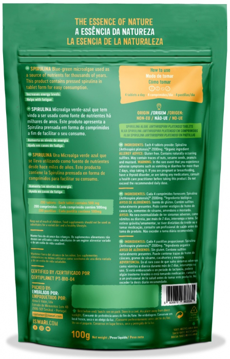 Spirulina BIO sub forma de tablete, 200buc Iswari [2]