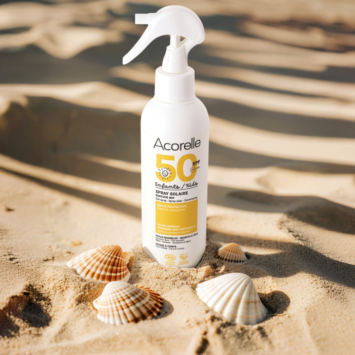 Spray BIO protectie solara fata si corp pentru copii SPF50, cu ulei de karanja si propolis Acorelle [3]