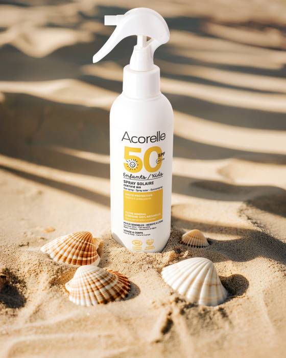Spray BIO protectie solara fata si corp pentru copii SPF50, cu ulei de karanja si propolis Acorelle [2]