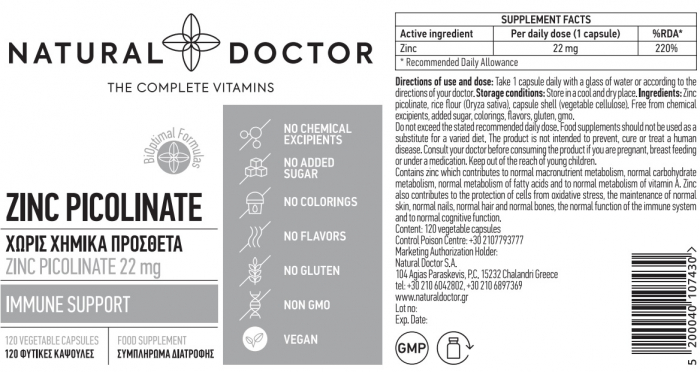 ZINC PICOLINATE sistem imunitar puternic si celule sanatoase Natural Doctor [2]