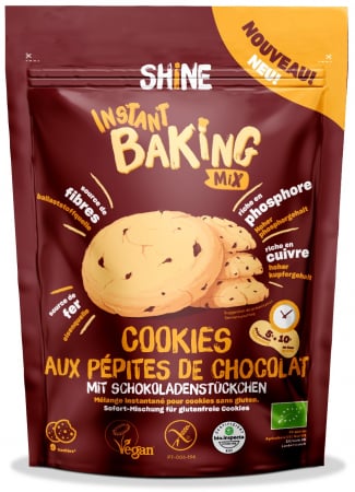 Deserturi la cuptor - Amestec instant BIO pentru cookies, cu bucati de ciocolata Shine