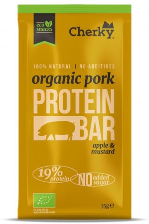 Lichidari - Baton BIO din carne de porc iberic, mar si mustar(19% proteine) Cherky