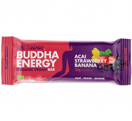 Batoane energizante si proteice - Baton energizant BIO cu acai, capsuni si banane Iswari