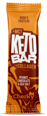 Lichidari - Baton KETO COLAGEN cu arahide, ciocolata si sare de mare(28% proteine) Cherky