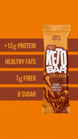 Baton KETO COLAGEN cu arahide, ciocolata si sare de mare(28% proteine) Cherky [2]