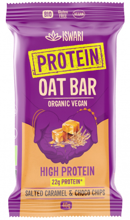 Batoane energizante din ovaz - Baton proteic BIO din ovaz si caramel sarat Iswari