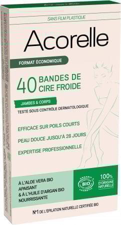 Cosmetice si ingrijire personala - Benzi epilatoare BIO pentru corp, cu ceara rece si aloe vera(format mare) Acorelle