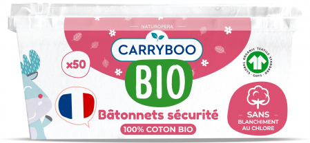Servetele, dischete si betisoare - Betisoare cu bumbac BIO securizate pentru bebelusi Carryboo