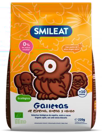 Lichidari - Biscuiti BIO in forma de animalute, din grau spelt si cacao, +10 luni Smileat