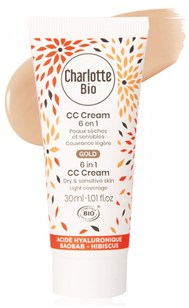 BB cream si CC cream - CC cream BIO 6 in 1 Gold(piele uscata si sensibila), cu acid hialuronic si baobab Charlotte Bio