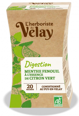 Lichidari - Ceai BIO cu ulei esential pentru digestie (menta, fenicul, lime) Velay