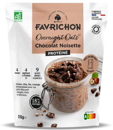 Cereale mic dejun - Cereale BIO din ovaz, cu ciocolata si alune de padure(preparare peste noapte) Favrichon