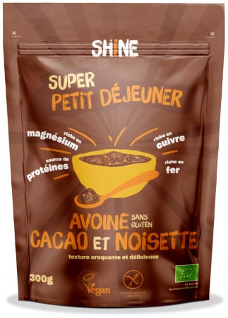 Cereale instant pentru copii - Cereale instant BIO cu ovaz, cacao si alune de padure Shine