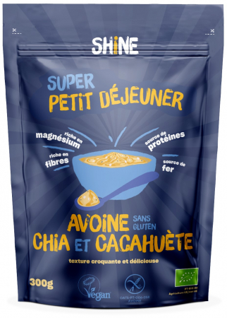 Cereale instant pentru copii - Cereale instant BIO cu ovaz, chia si arahide Shine