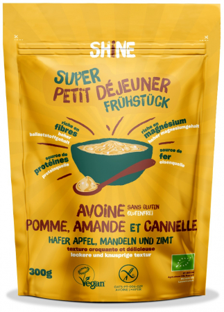 Cereale instant pentru copii - Cereale instant BIO cu ovaz, mere, migdale si scortisoara Shine
