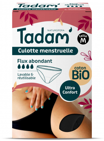 Chiloti menstruali - Chilot M menstrual din bumbac BIO, reutilizabil, flux abundent Tadam