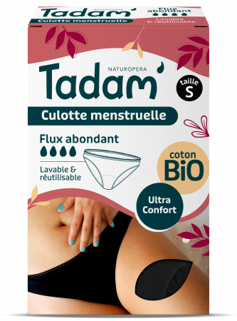Chiloti menstruali - Chilot S menstrual din bumbac BIO, reutilizabil, flux abundent Tadam