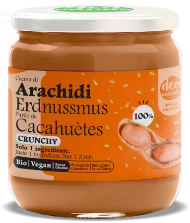 Creme fara zahar din nuci si alune - Crema BIO crunchy din 100% arahide Deanocciola