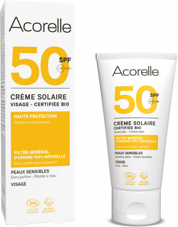 Crema BIO protectie solara pentru fata SPF50, cu ulei de karanja si propolis Acorelle