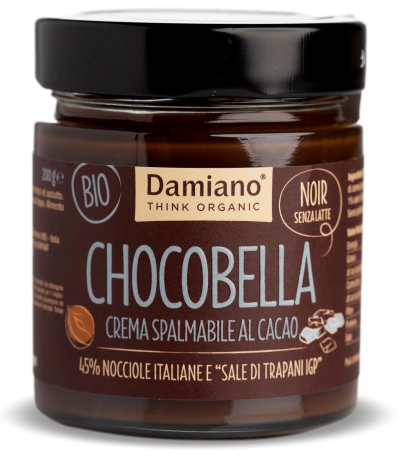 Creme dulci din nuci si alune - Crema BIO vegana de ciocolata neagra, cristale de sare si 45% alune padure Damiano