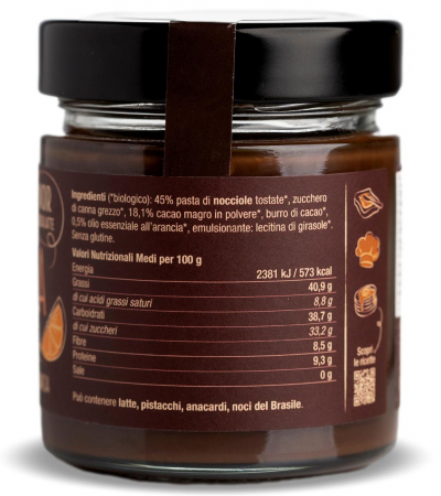 Crema BIO vegana de ciocolata neagra cu portocale si 45% alune padure Damiano [2]