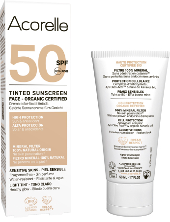 Crema nuantatoare fata BIO light, SPF50, filtru mineral 100% natural Acorelle [1]