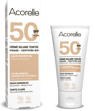 Protectie solara - Crema nuantatoare fata BIO light, SPF50, filtru mineral 100% natural Acorelle