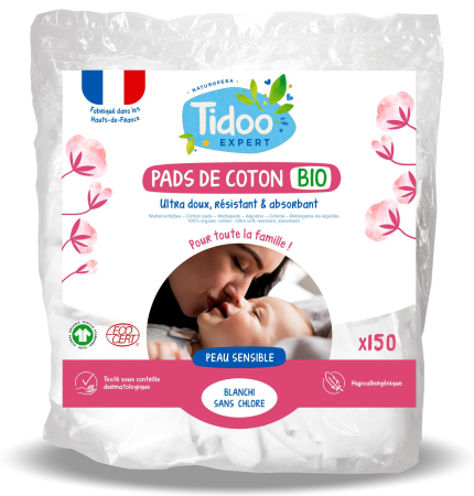 Protejare, curatare si hidratare - Dischete BIO din bumbac, dreptunghiulare, pentru intreaga familie Tidoo