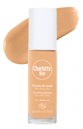 Lichidari - Fond de ten BIO fluid Beige Rose, cu aloe vera si extract scoarta magnolie Charlotte Bio