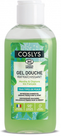 Setul de calatorie - Gel de dus BIO revigorant, cu menta si canepa(format calatorie) Coslys