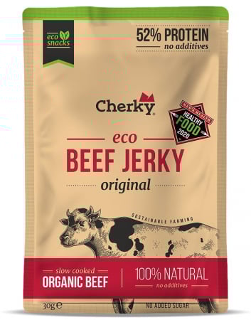 Gustari proteice din carne - Gustare BIO din carne de vita(52% proteine) Cherky
