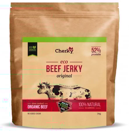 Gustari proteice din carne - Gustare BIO din carne de vita, format mare(52% proteine) Cherky