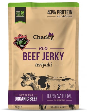 Gustari proteice din carne - Gustare BIO din carne de vita si sos Tamari(43% proteine) Cherky