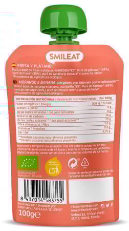 Gustare piure BIO din banane si capsuni, +6 luni Smileat [1]