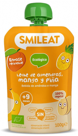 Lichidari - Gustare piure BIO din lapte de migdale, mango si ananas, +9 luni Smileat