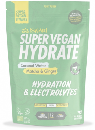 Hidratare in timpul antrenamentului - Hidrat Super Vegan BIO(in efort) apa de cocos, matcha si ghimbir Iswari